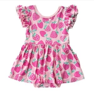 Little Sleepies Strawberry Twirl Dress with body suit 3-6 months